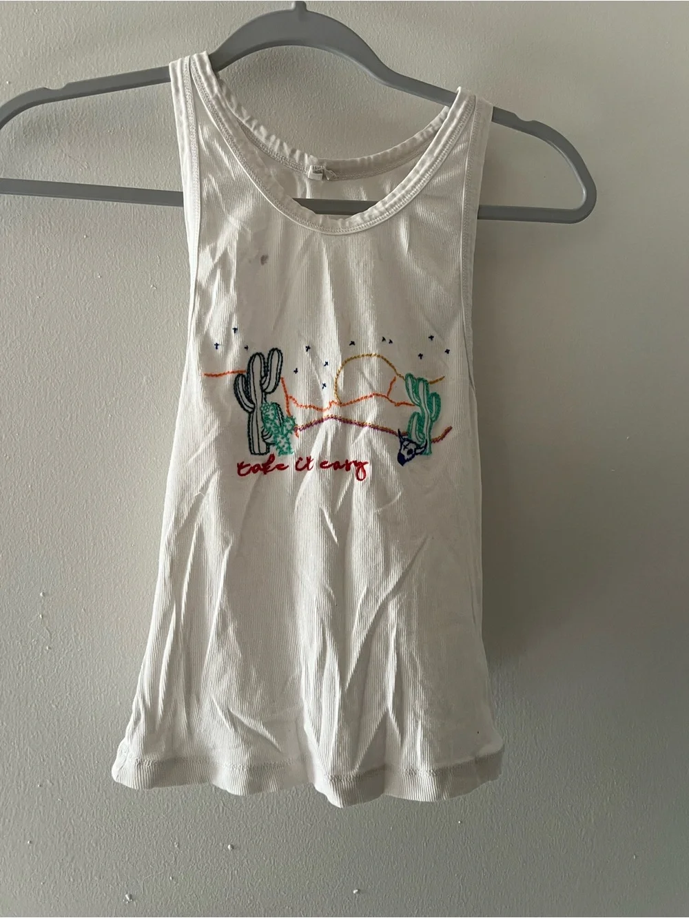 Urban Outfitters White Embroidered Desert Tank Top - Picture 3 of 4